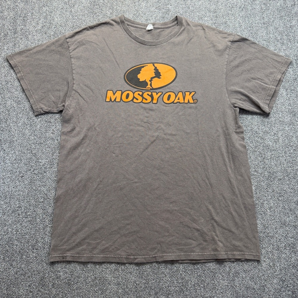 Mossy Oak Mens XL Graphic T-Shirt Brown Short Sleeve Cotton Logo Tee